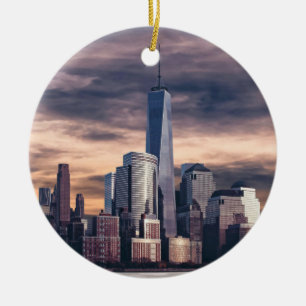 New York City Skyline Winter Keramisch Ornament
