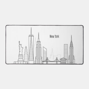 New York City Skyline Zwart Modern Manhattan NYC Bureaumat