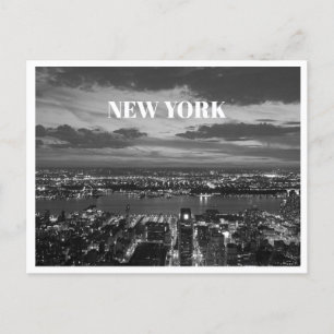 New York City Skyline Zwart Wit Landschap Feestdagenkaart
