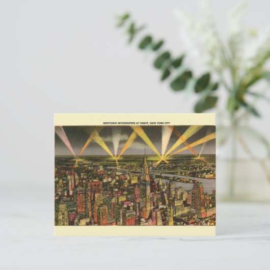  New York City Skyscrapers Night Post Card Briefkaart (Staand voorkant)