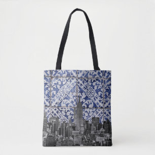 New York City Skyscrapers ontmoeten Portugese Tile Draagtas
