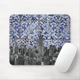 New York City Skyscrapers ontmoeten Portugese Tile Muismat