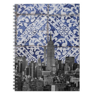 New York City Skyscrapers ontmoeten Portugese Tile Notitieboek