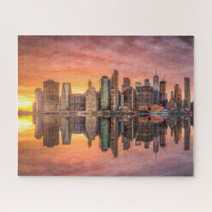 New York City Skyscrapers Skyline Sunset Travel Legpuzzel