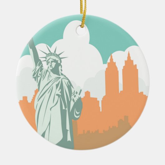 New York City slaapt nooit Keramisch Ornament (Voorkant)