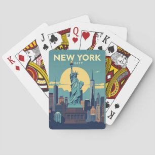 New York City Standbeeld van de Vrijheid Reis Vint Pokerkaarten