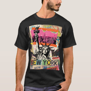 New York City Standbeeld van de Vrijheid Retro Pun T-shirt