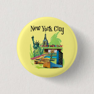 New york City standbeeld van vrijheid Reiskunst Ronde Button 3,2 Cm