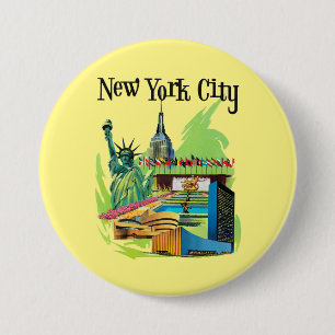 New york City standbeeld van vrijheid Reiskunst Ronde Button 7,6 Cm