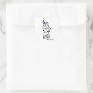 New York City Statue of Liberty Kerstlampjes Vierkante Sticker