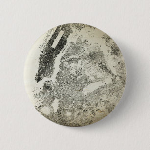 New York City Streets and Buildings Map Ronde Button 5,7 Cm