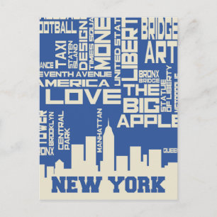 New York City Typografie Poster Briefkaart