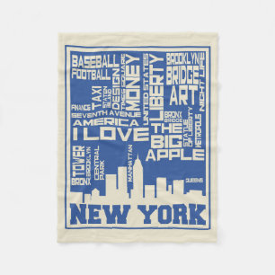New York City Typografie Poster Fleece Deken