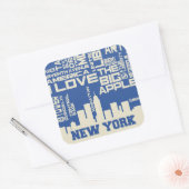 New York City Typografie Poster Vierkante Sticker (Envelop)