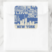 New York City Typografie Poster Vierkante Sticker (Tas)
