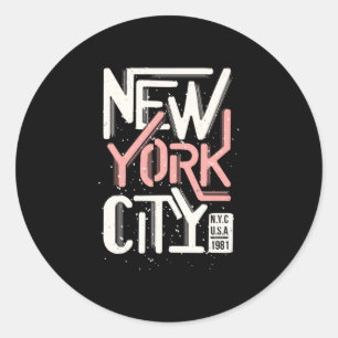 New York City Typografie Ronde Sticker