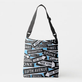 New York City Typografisch Blue Crossbody Tas