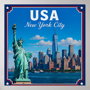 🗽 New York City USA Herinnering Vanuit Skyline Be Poster