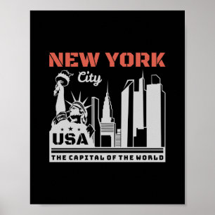 New York City USA Silhouette Landmark Reis Grafisc Poster