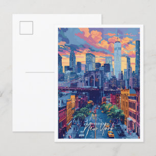 New York City Verenigde Staten Art Vintage Travel Briefkaart