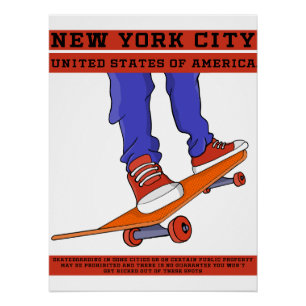 New York City, Verenigde Staten Cool Skateboard Perfect Poster