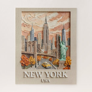 New York City Vintage 3D Getextureerde Gezicht op  Legpuzzel