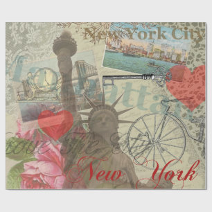 New York City Vintage Liberty Silhouette Symbool K Cadeaupapier