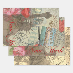 New York City Vintage Liberty Silhouette Symbool K Inpakpapier Vel