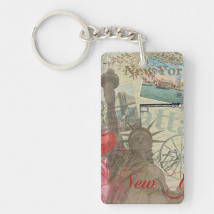 New York City Vintage Liberty Silhouette Symbool K Sleutelhanger