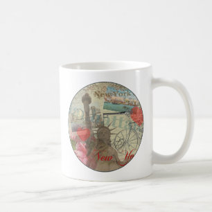 New York City Vintage Liberty Skyline Symboolkunst Koffiemok