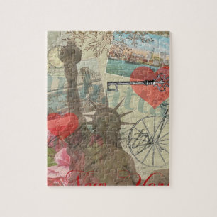 New York City Vintage Liberty Skyline Symboolkunst Legpuzzel