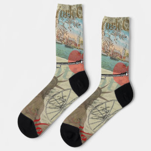 New York City Vintage Liberty Skyline Symboolkunst Sokken