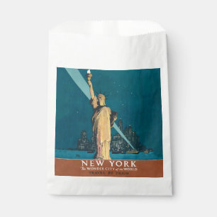 New York City Vintage Travel Liberty Skyline Bedankzakje