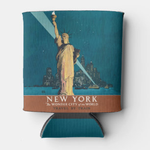 New York City Vintage Travel Liberty Skyline Blikjeskoeler