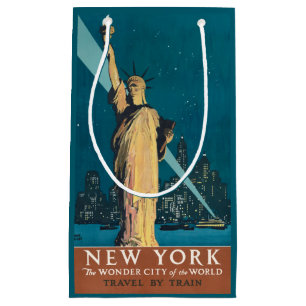 New York City Vintage Travel Liberty Skyline Klein Cadeauzakje