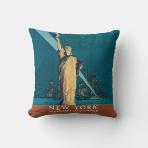 New York City Vintage Travel Liberty Skyline Kussen