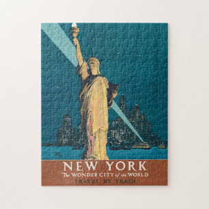 New York City Vintage Travel Liberty Skyline Legpuzzel