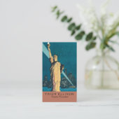 New York City Vintage Travel Liberty Skyline Visitekaartje (Staand voorkant)