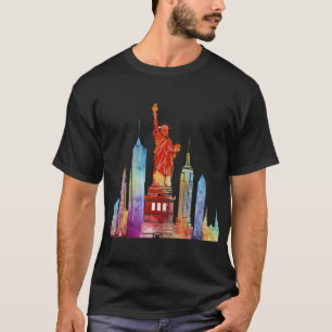 New York City Waterverf Standbeeld Liberty NYC T-shirt