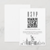 New York City Wedding QR-code RSVP Kaart (Voorkant / Achterkant)