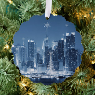 New-York City Winter Skyline kerstadditie Ornament Kaart