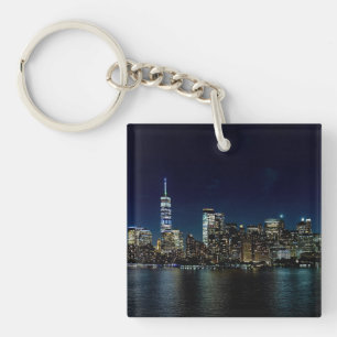 New York City wolkenkrabber torens nachtfotografie Sleutelhanger