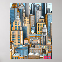 New York Cityscape Illustratie Poster