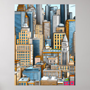 New York Cityscape Illustratie Poster