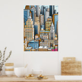 New York Cityscape Illustratie Poster (Keuken)