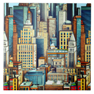 New York Cityscape Illustratie Tegeltje