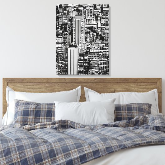 New York Cityscape in Black en White Canvas Afdruk (Insitu (Slaapkamer))