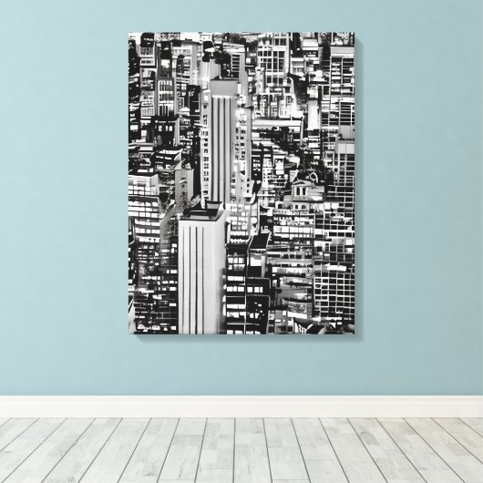 New York Cityscape in Black en White Canvas Afdruk (Insitu (Houten vloer))