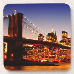 New York cityscape met brug over de rivier Drankjes Onderzetter