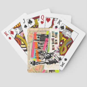 New York Cityscape Reisblad Pop Art Collage Pokerkaarten